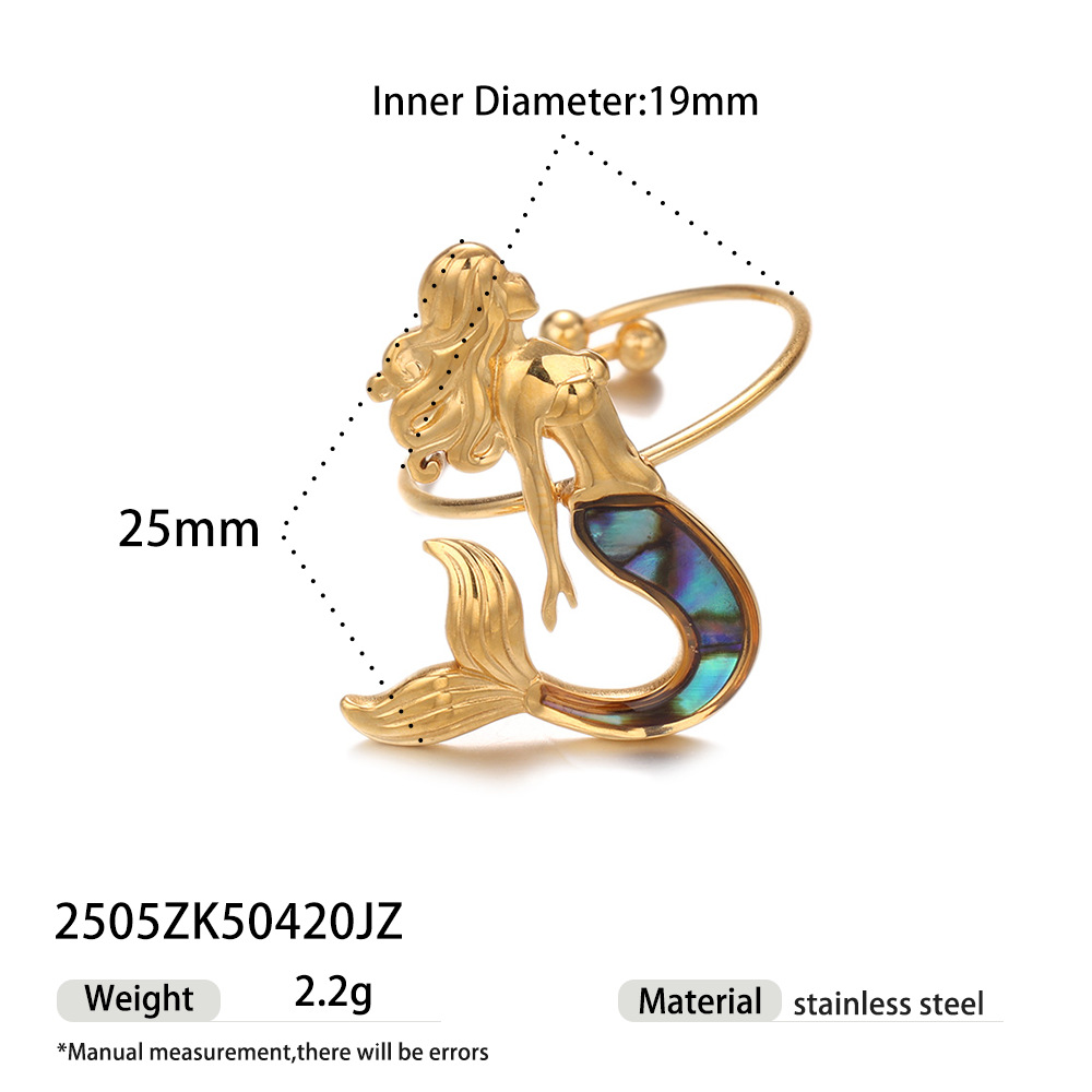 Ensemble de boucles d'oreilles sirène en acier inoxydable couleur or