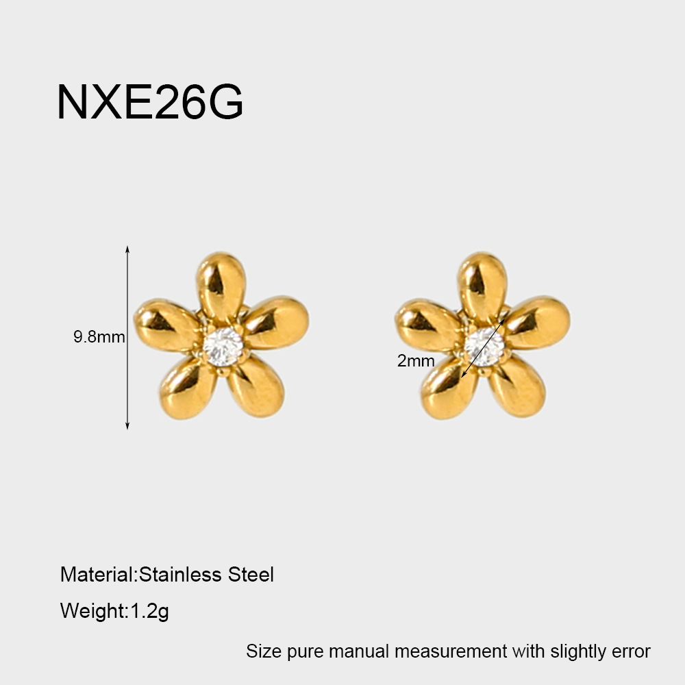 Romantische Serie Elegante Blume Edelstahl Gold Farbe Zirkon frauen Stud Ohrringe 