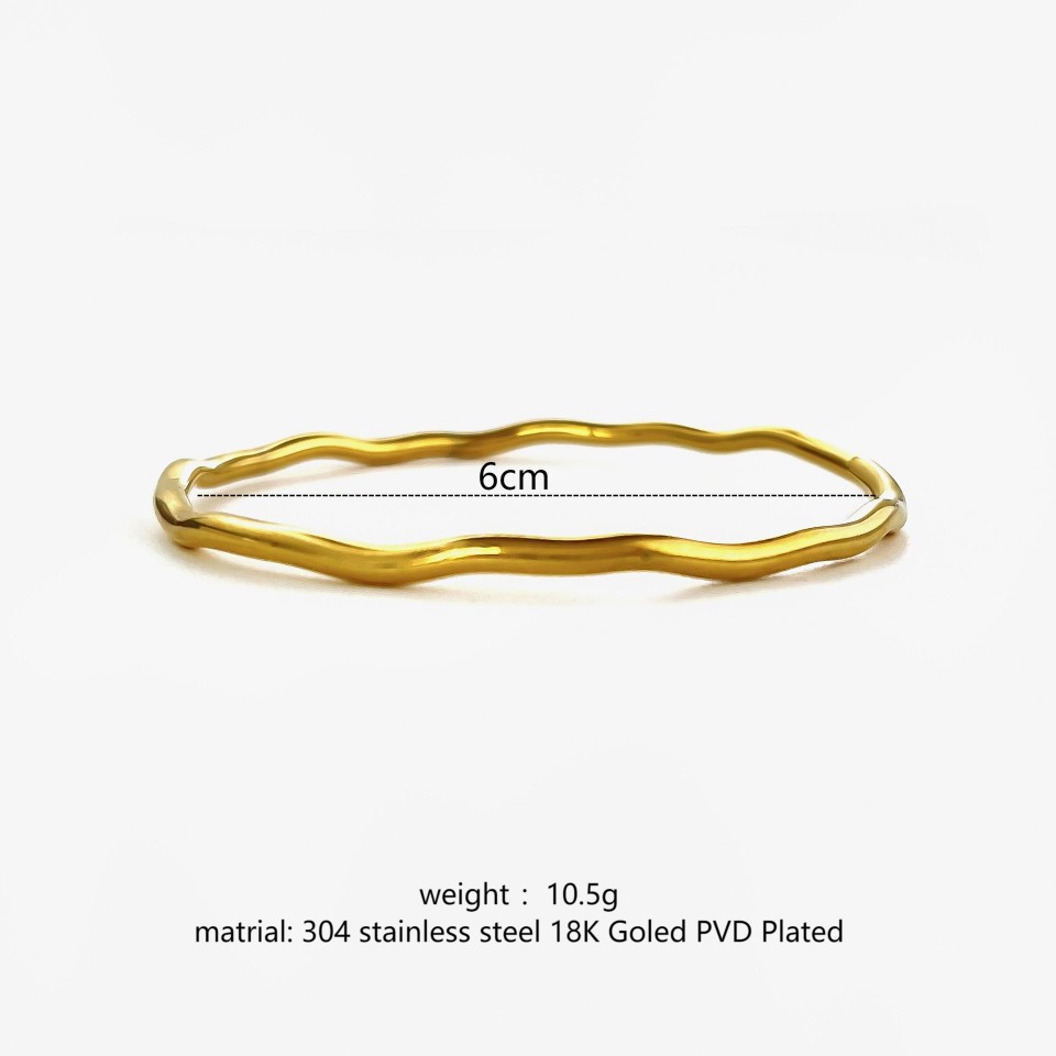 1 Piece Simple Stainless Steel Gold Color Bangle 
