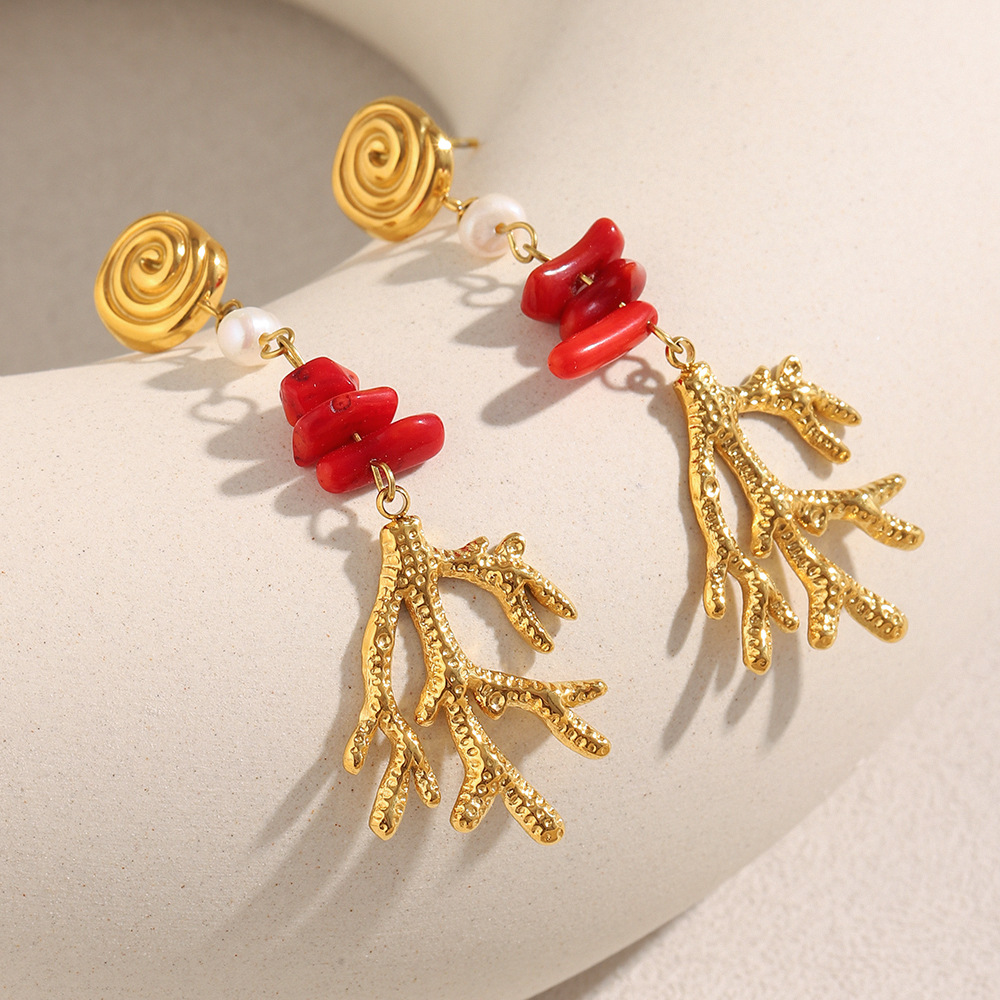 1 paire de boucles d'oreilles pendantes en acier inoxydable pour femme, série romantique, motif tortue de vacances h5Image2