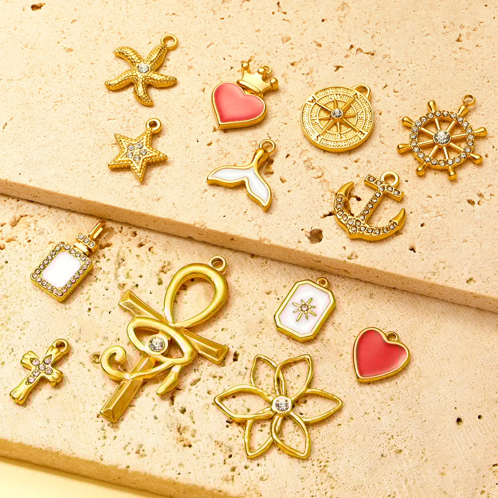 1 Stück Simple Series DIY Herz Edelstahl Goldfarben Damenanhänger h5Bild4