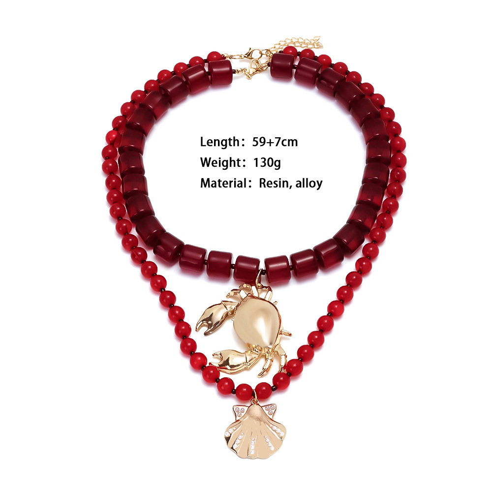1 Set Crab Alloy Beaded Necklaces