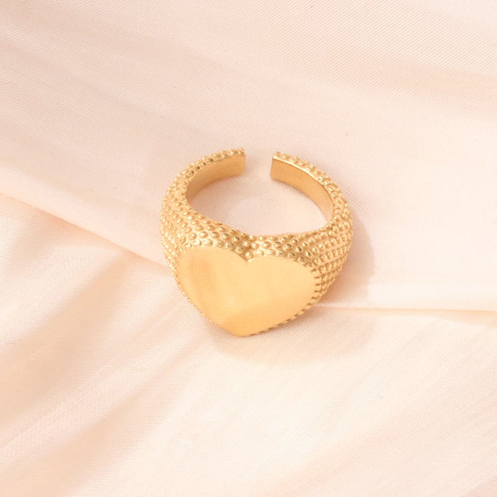 1 Stück Statement-Ringe aus Edelstahl der Romantic Series mit täglichem Herz in Goldfarbe h5Bild6