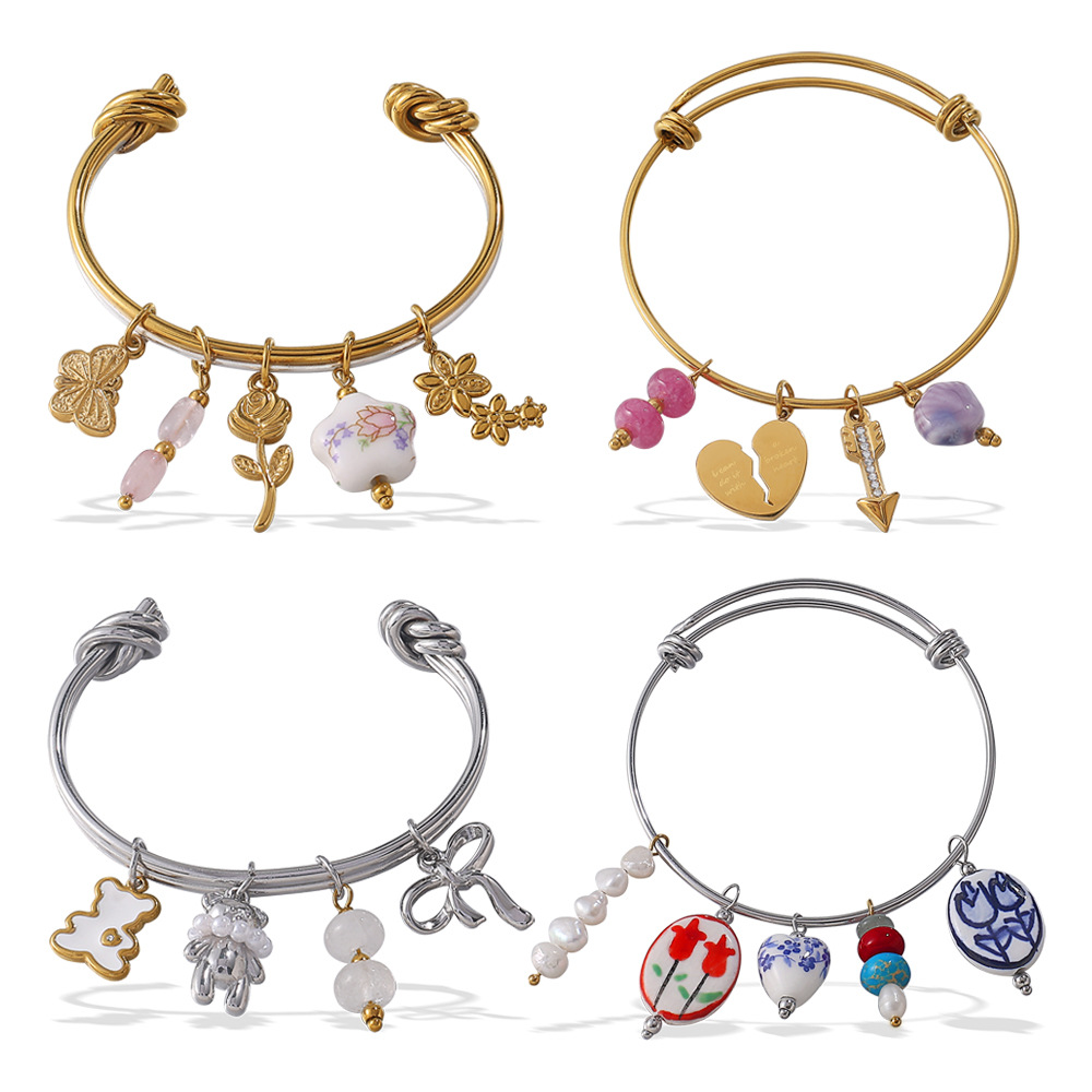 1 Piece Simple Stainless Steel Gold Color DIY Bracelet h5Picture5