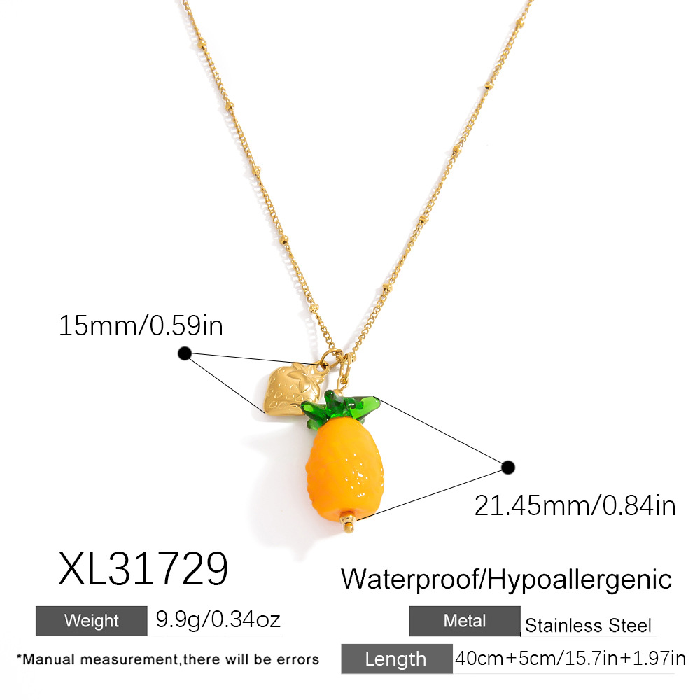 1 Piece Fruit Stainless Steel Gold Color Pendant Necklace h5Picture2