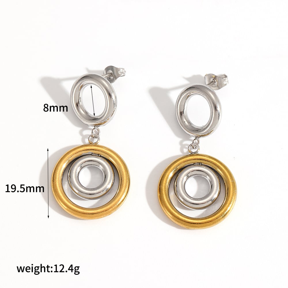1 Pair Geometric Stainless Steel Gold Color Drop Earrings 