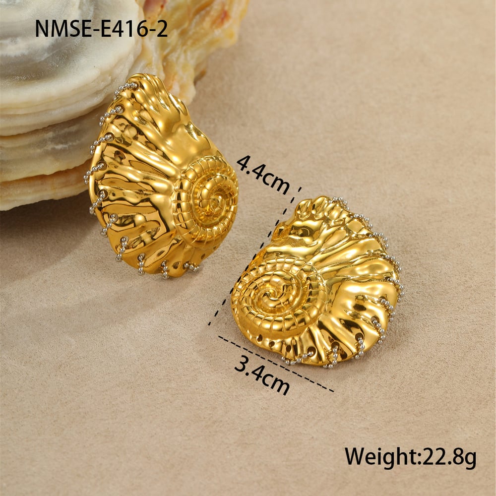 Vacation Turtle Stainless Steel Gold Color  Women's Stud Earrings 