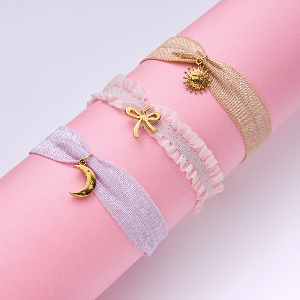 1 Piece Sweet Bowknot Stainless Steel Gold Color Women's Charm Bracelets Picture2