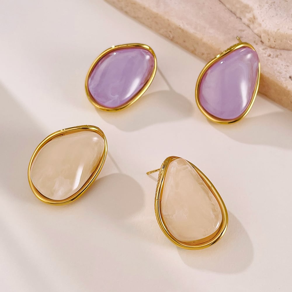 1 Paar Simple Series Tägliche geometrische Edelstahl Gold Farbe Damen Ohrring Sets Bild7