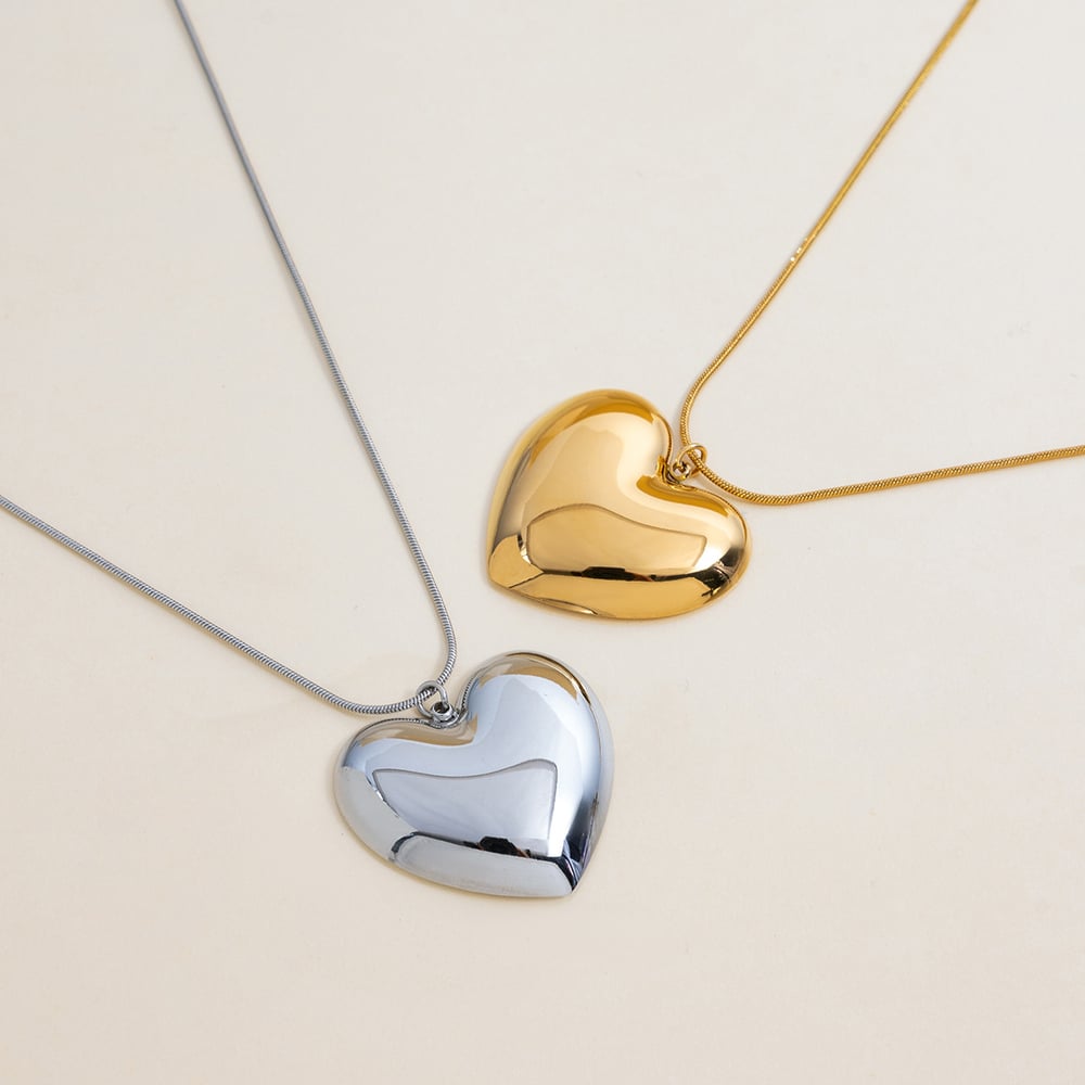1 Piece Classic Big Heart Stainless Steel Gold Color Women's Pendant Necklaces h5Picture6
