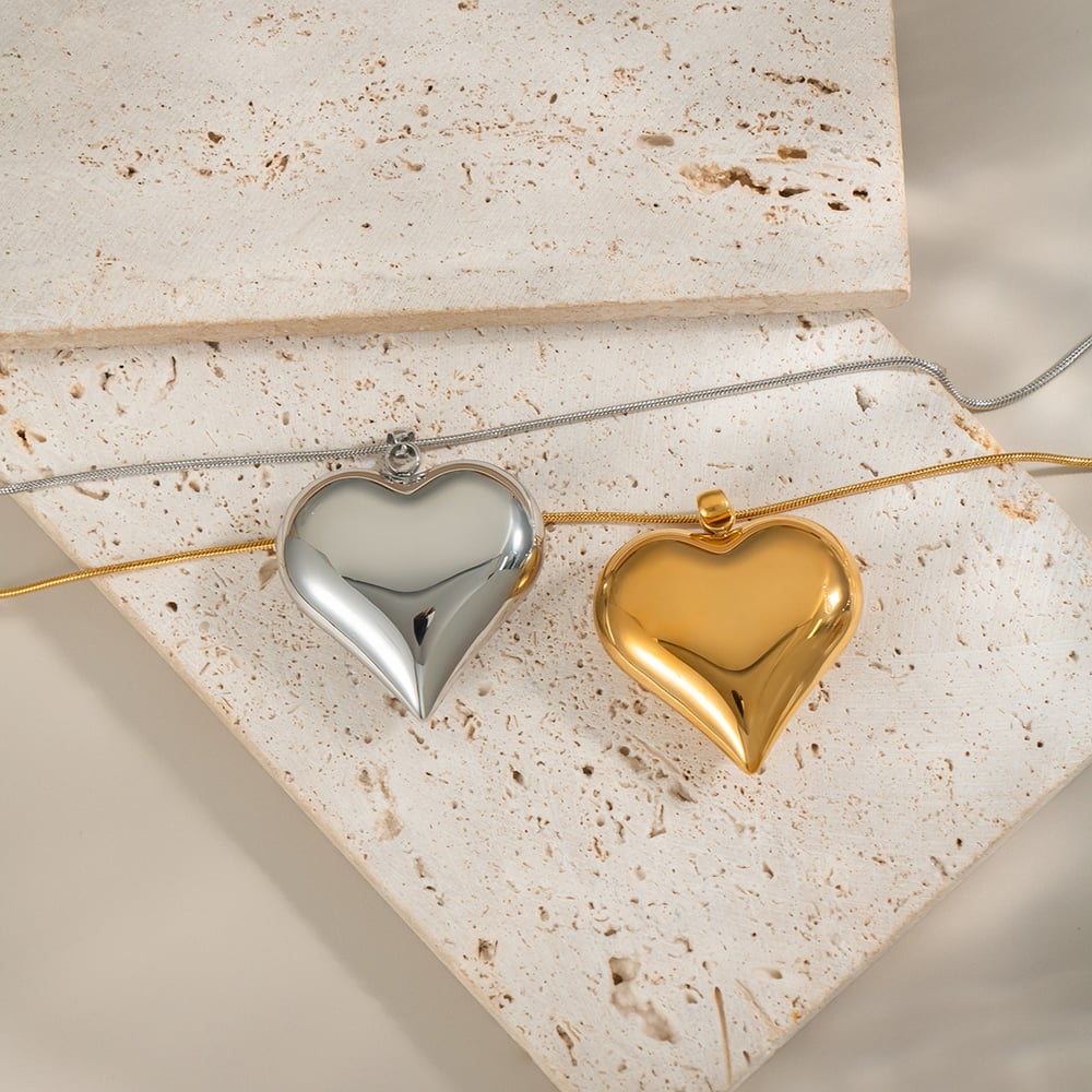 1 Piece Simple Heart Stainless Steel Gold Color Pendant Necklace Picture2