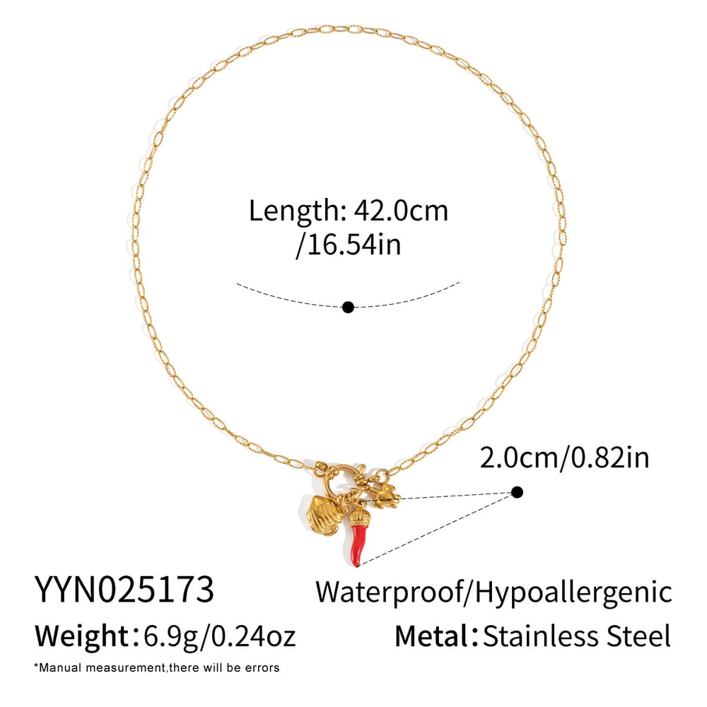 1 Piece Chill Charm Stainless Steel  Gold Color Pendant Necklace
