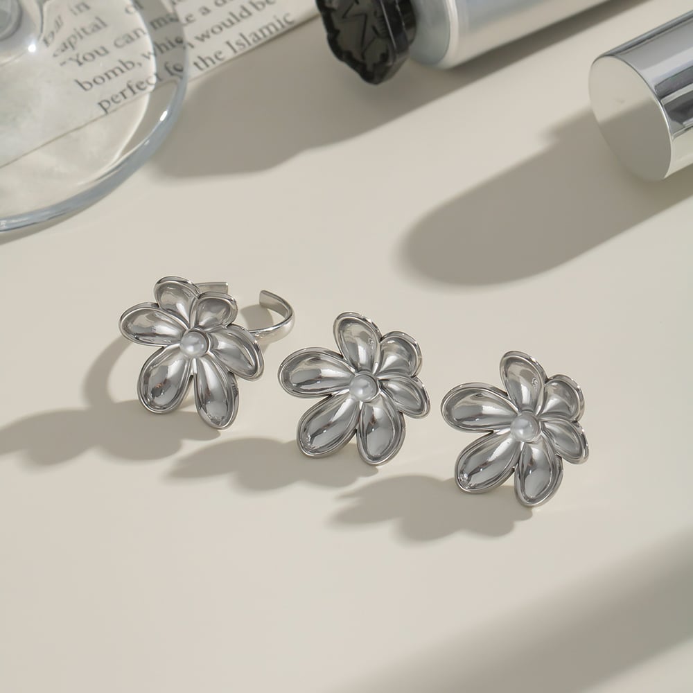 Süße Blume Edelstahl Gold Farbe Ohrring Sets h5Bild4