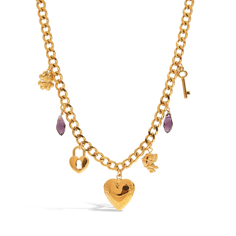 1 Piece Romantic Series Elegant Heart Stainless Steel Gold Color Women's Pendant Necklaces
