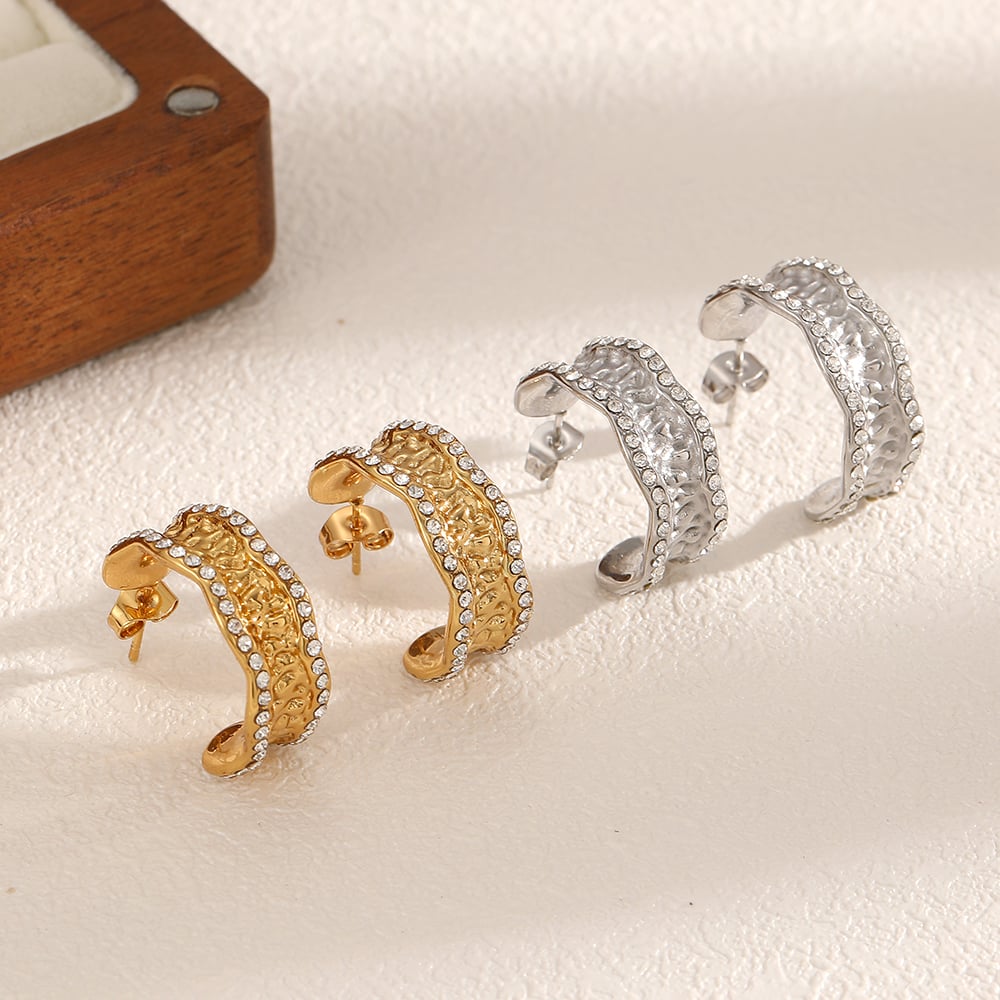 1 Pair Ins Style Stainless Steel Gold Color Hoop Earrings Picture3