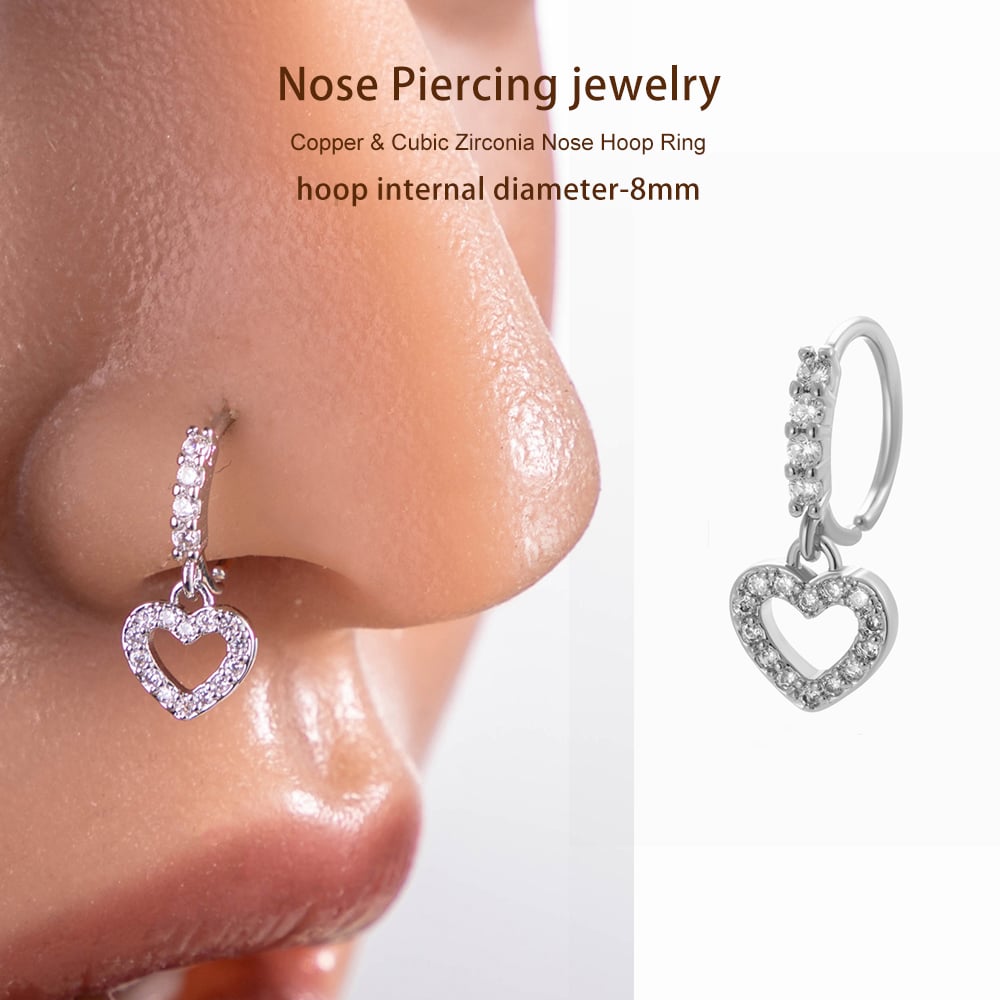 1 Piece Copper Gold Color Zircon  Nose Stud Picture5