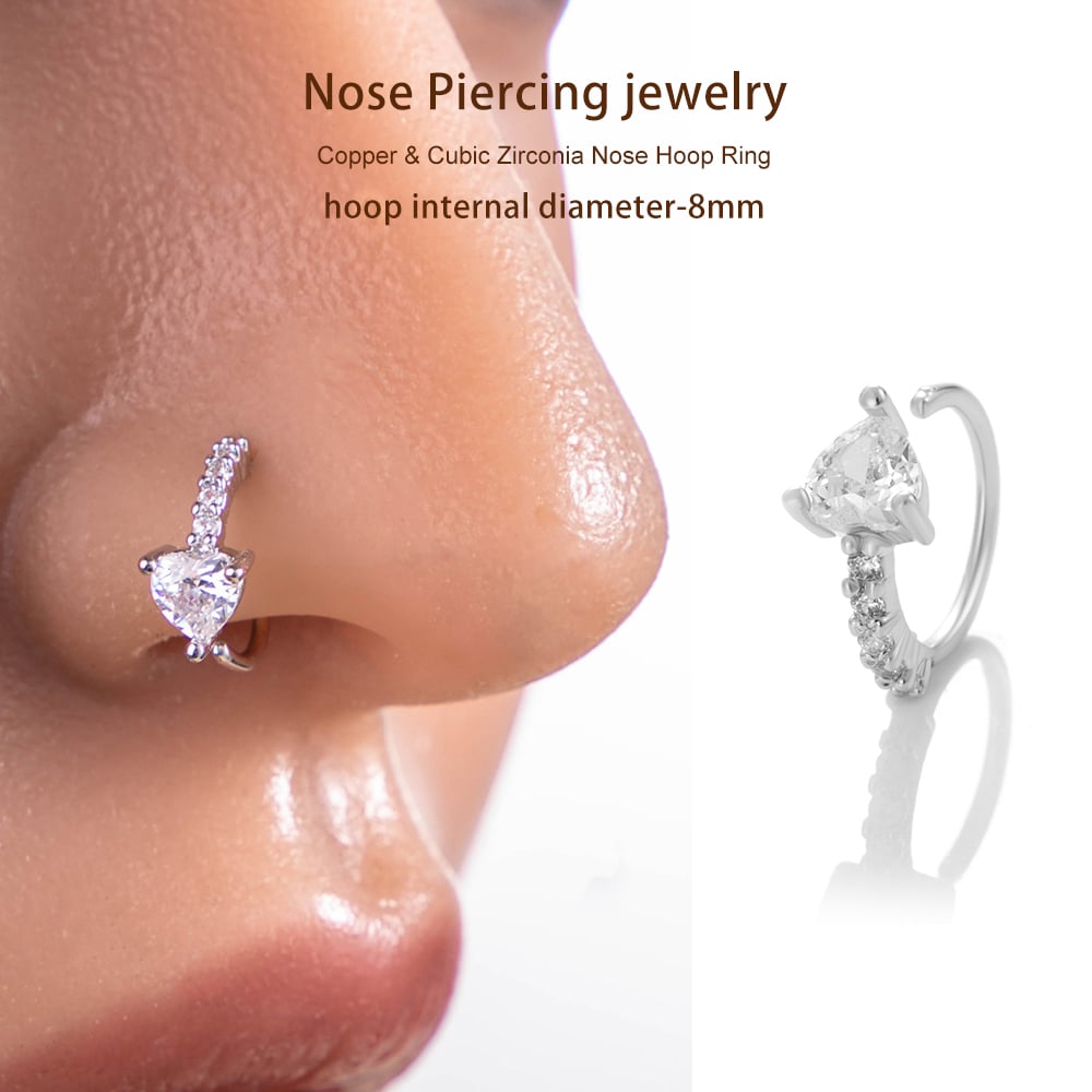 1 Piece Copper Gold Color Zircon  Nose Stud Picture5