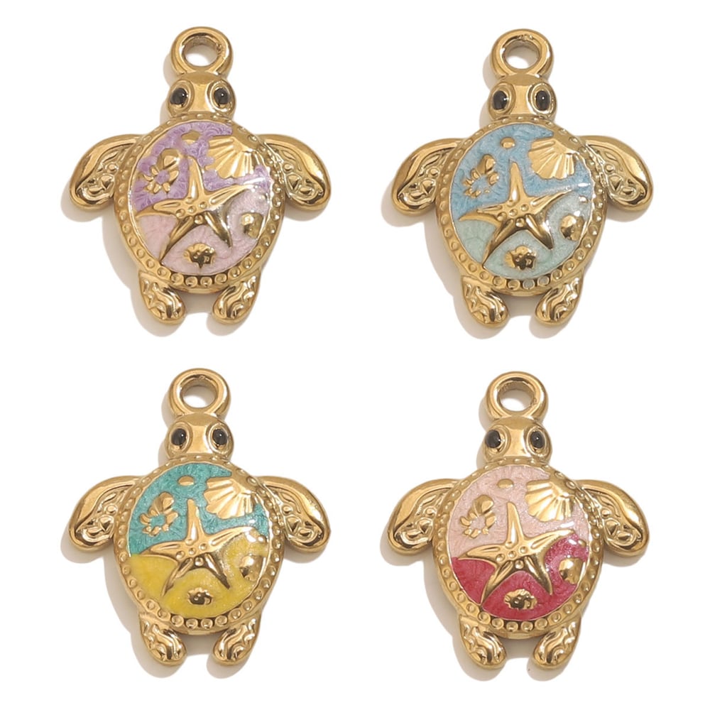 1 Piece Vacation Turtle Stainless Steel Gold Color Women's Pendants Picture3