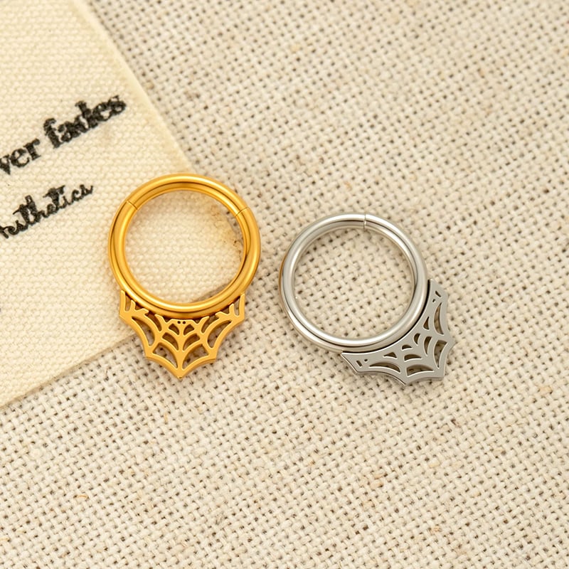 1 Piece Cobweb Stainless Steel Gold Color Women's Hoop Earrings h5Picture4