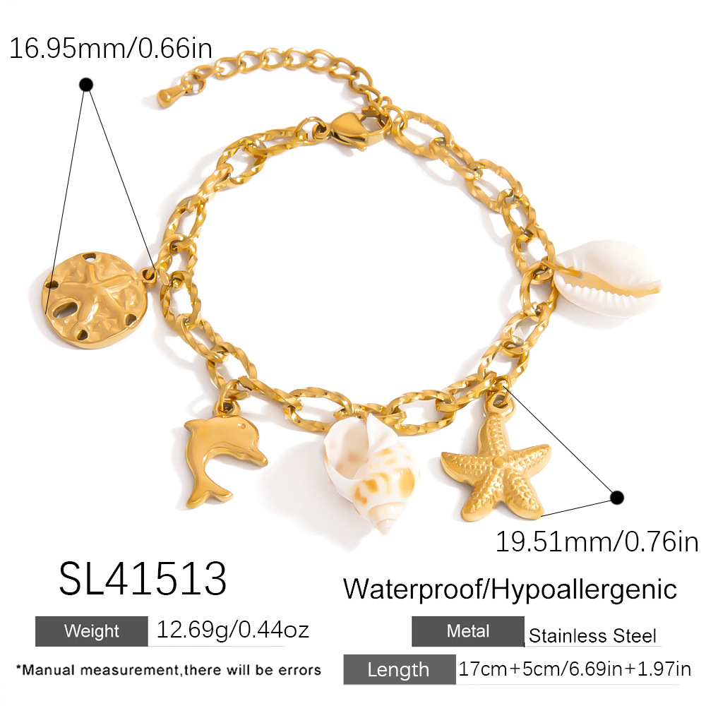 1 Piece OCeanic Stainless Steel Gold Color Charm Bracelet Picture2