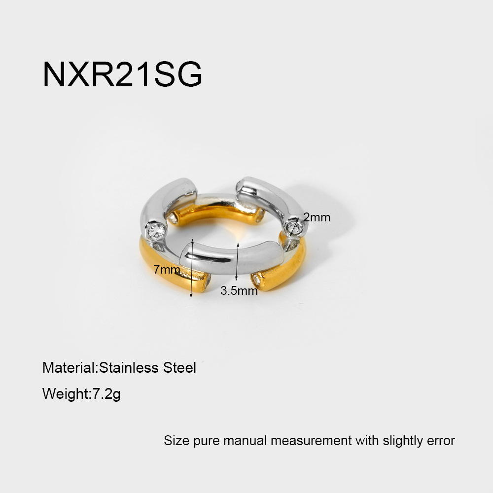 1 Paar Statement-Ringe aus Edelstahl der Simple Series mit geometrischem Muster