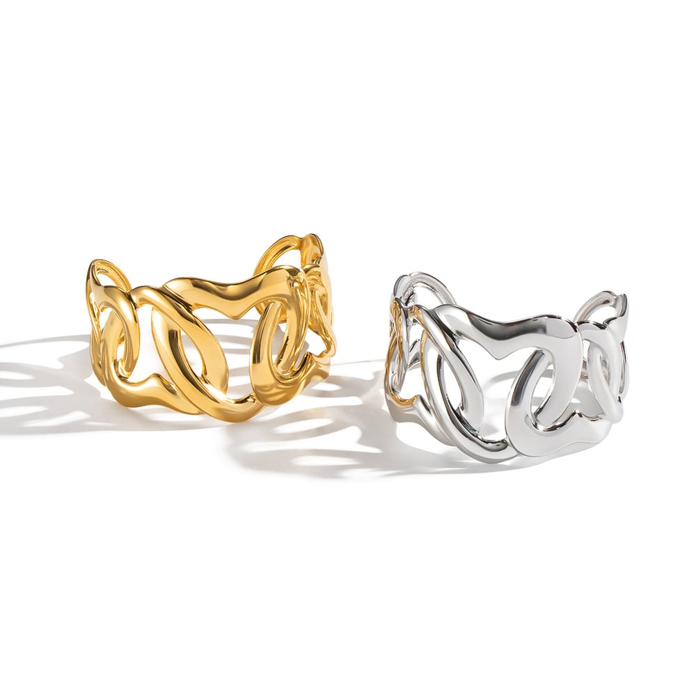 1 Piece Heart Stainless Steel Gold Color Cuff Bracelet h5Picture5