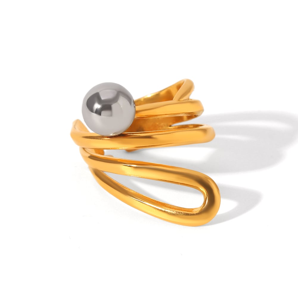 Simple Mixed Color Stainless Steel   Gold Color  Statement Rings 