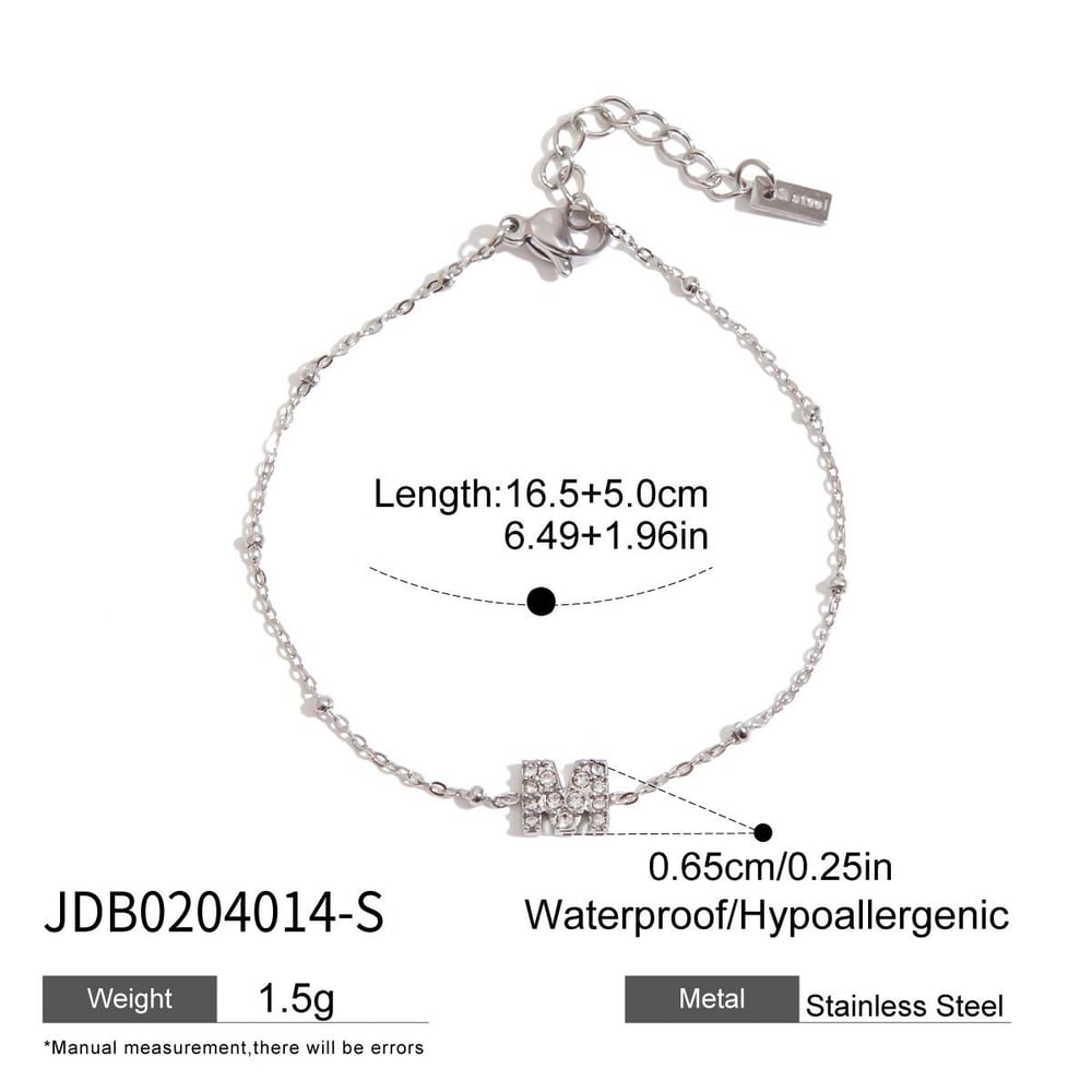 1 Piece Luxurious Series Cute Letter Stainless Steel Women's Chain Bracelets 
