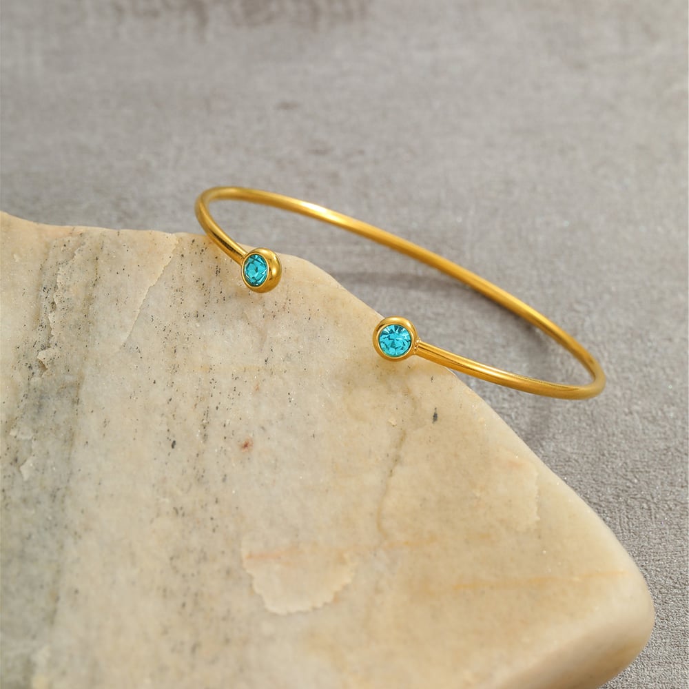 1 çift basit seri gk geometrik paslanmaz çelik altın rengi kadın manşet bilezikler Resim4