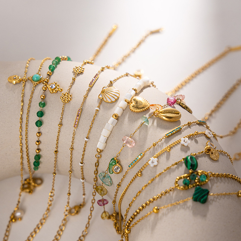 1 Stück Retro-Charm-Armbänder aus Edelstahl in Goldfarbe h5Bild3