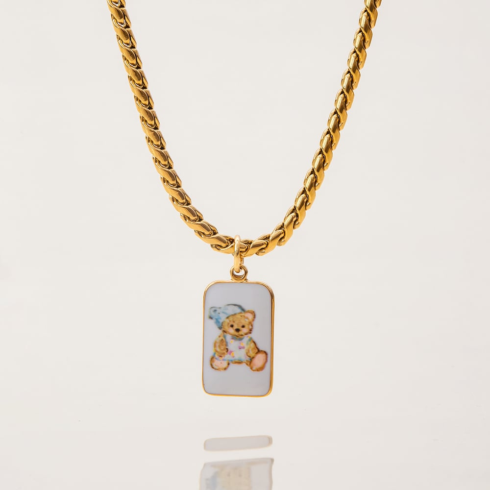 1 Piece Cute Bear Stainless Steel Gold Color Women's Pendant Necklaces h5Picture6