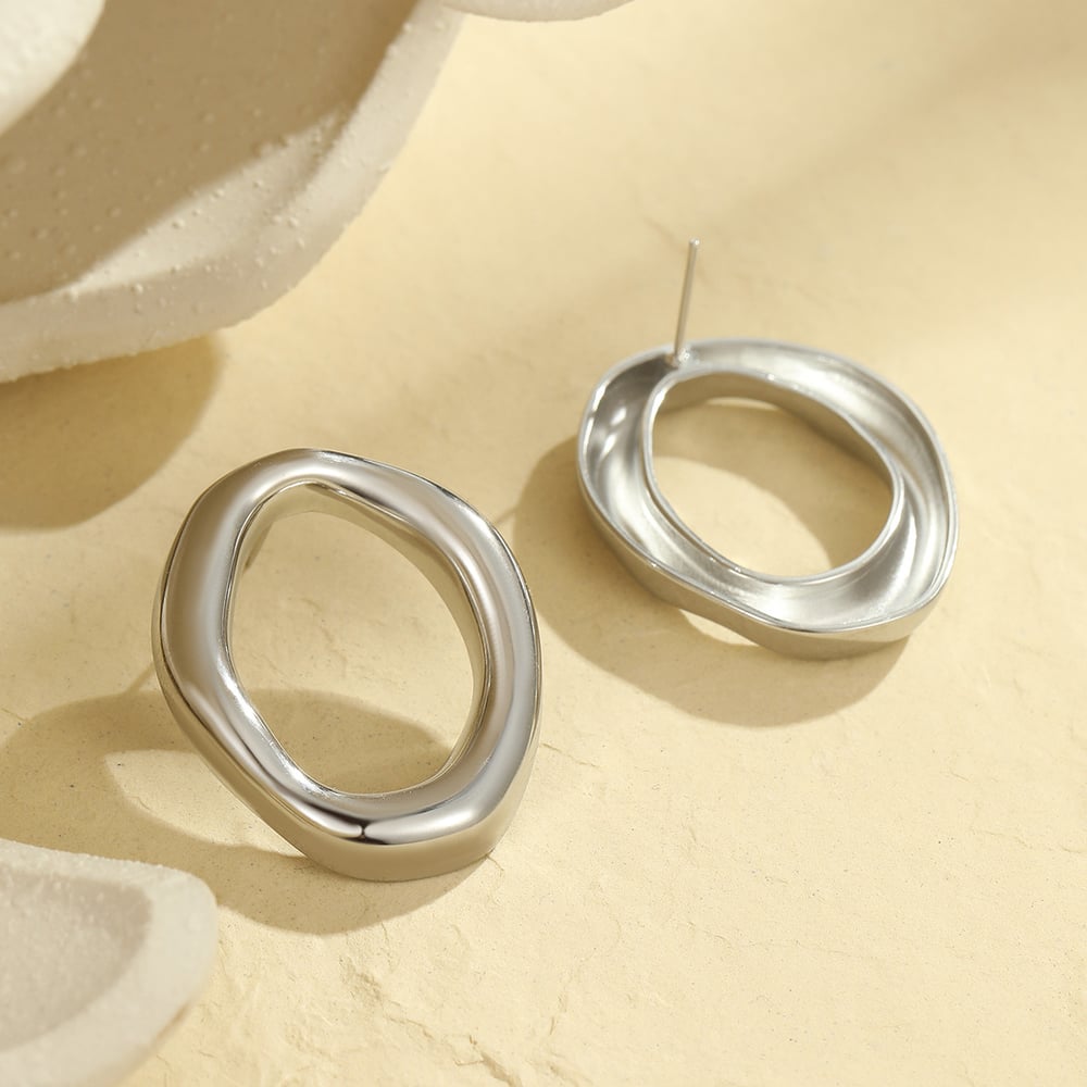 Simple Geometric Stainless Steel Gold Color Women's Stud Earrings Picture4