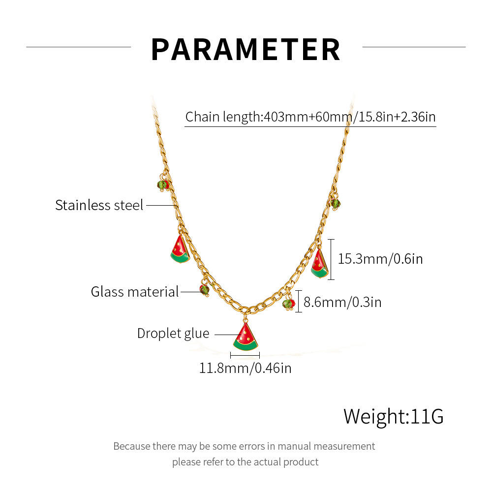 1 pezzo di collana con ciondolo da donna in acciaio inossidabile color oro con frutti policromi h5Immagine2