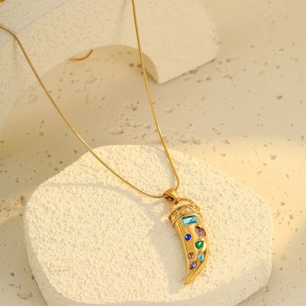 Luxe retro roestvrijstalen dameshangerkettingen met gouden hangers h5Afbeelding3