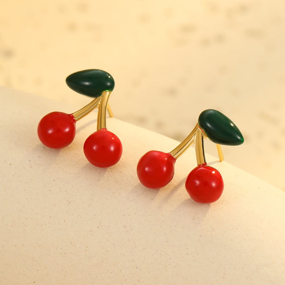 1 Paar einfache Serie süße Pflanze Edelstahl Gold Farbe Damen Ohrstecker Bild3