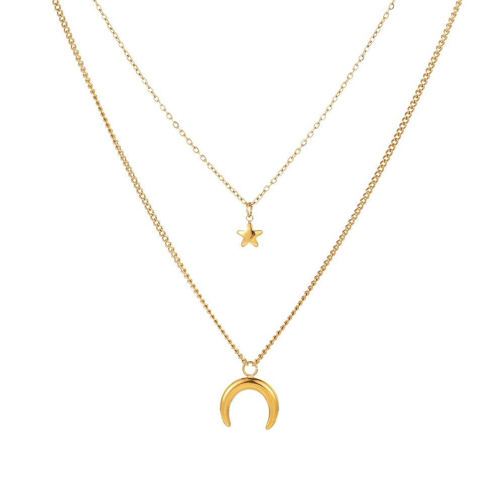 Elegant Sun/Moon Stainless Steel  Gold Color Women's Layered Necklaces h5Picture5