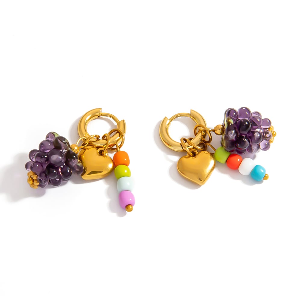 1 Stück süße Ohrringe aus Edelstahl in Goldfarbe mit Früchten