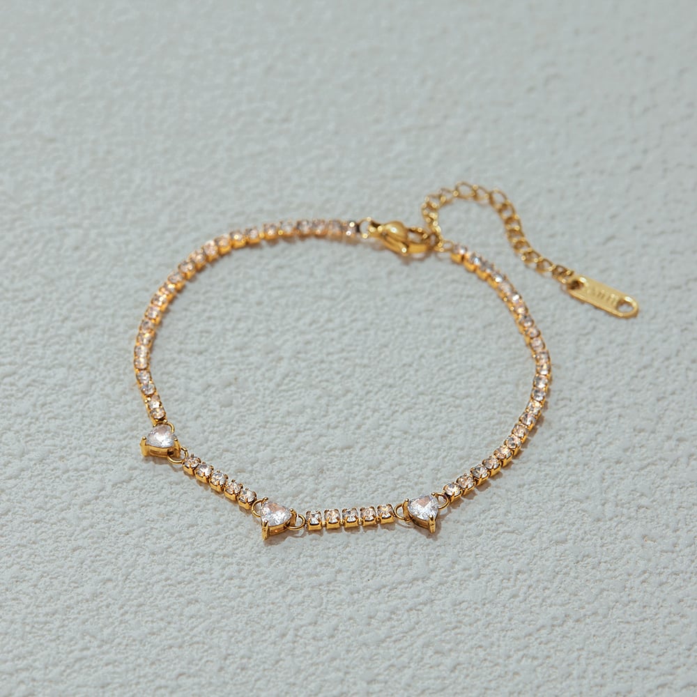 1 Stück romantische Herz Edelstahl Gold Farbe Damen Kettenarmbänder Bild8