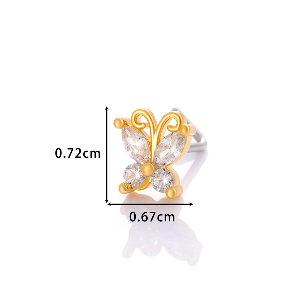 1 Piece Copper Gold Color Zircon  Nose Stud Picture2