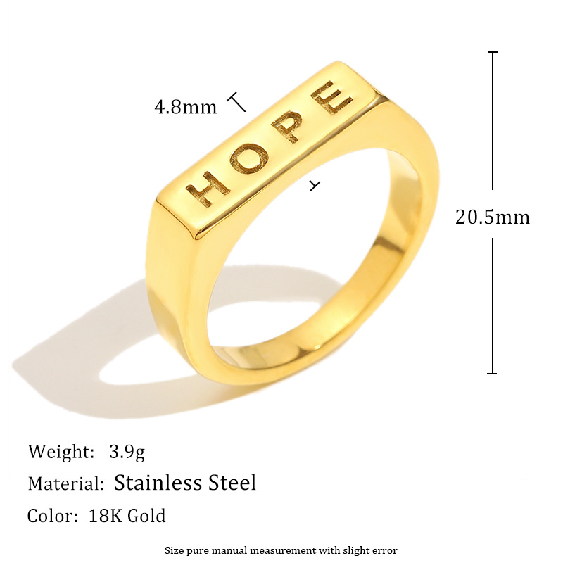 1 Piece Letter Gold Color Women's Single Rings h5Picture3