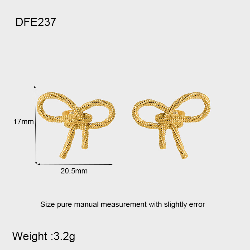 Romantic Series Elegant Bow Knot Stainless Steel Women's Stud Earrings 