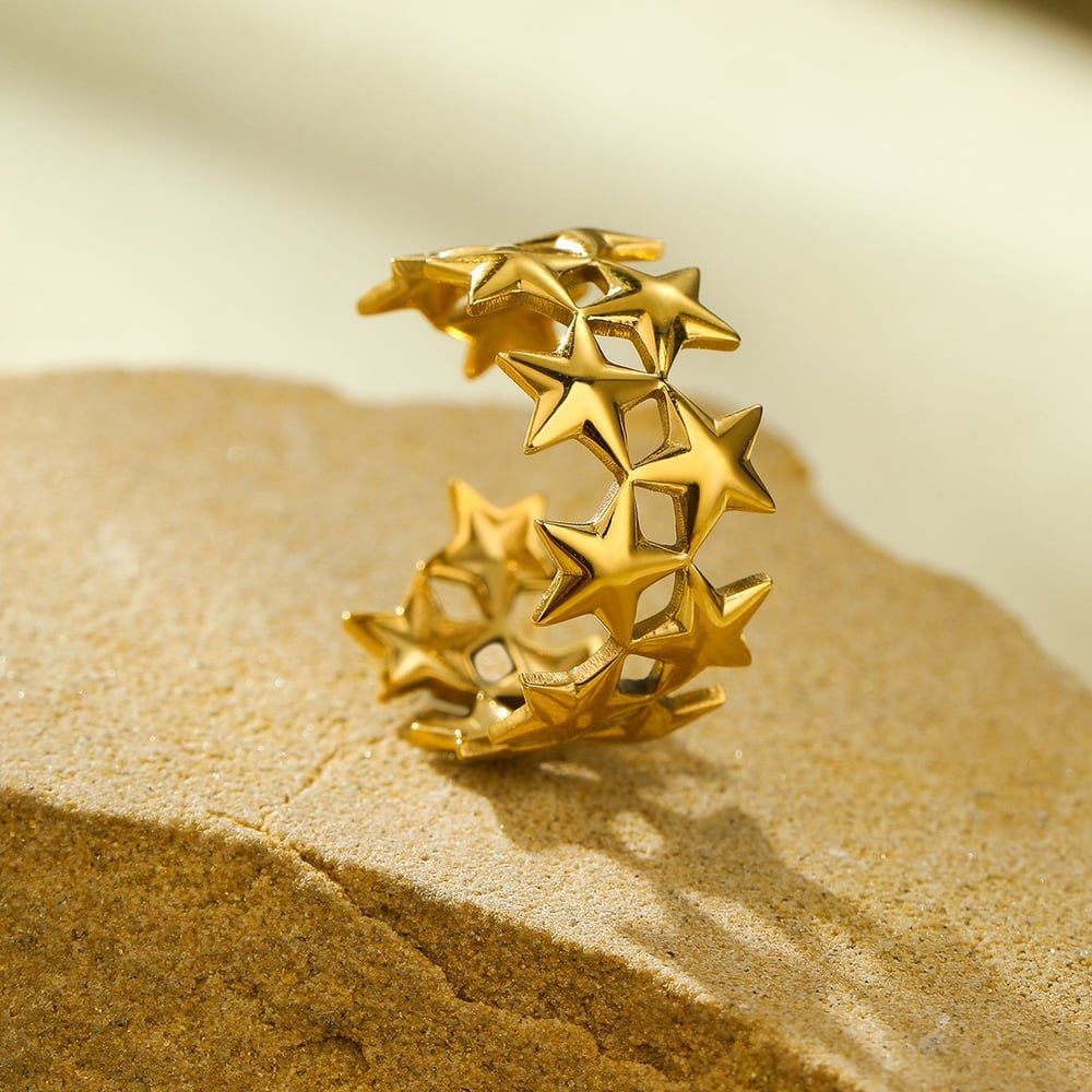 Simple Geometric Stainless Steel Gold Color Women's Adjustable Rings h5Picture3