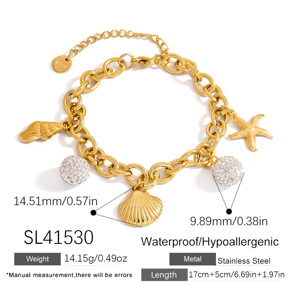 Lässige Schildkröte Edelstahl Gold Farbe Damen Charm Armbänder Bild2