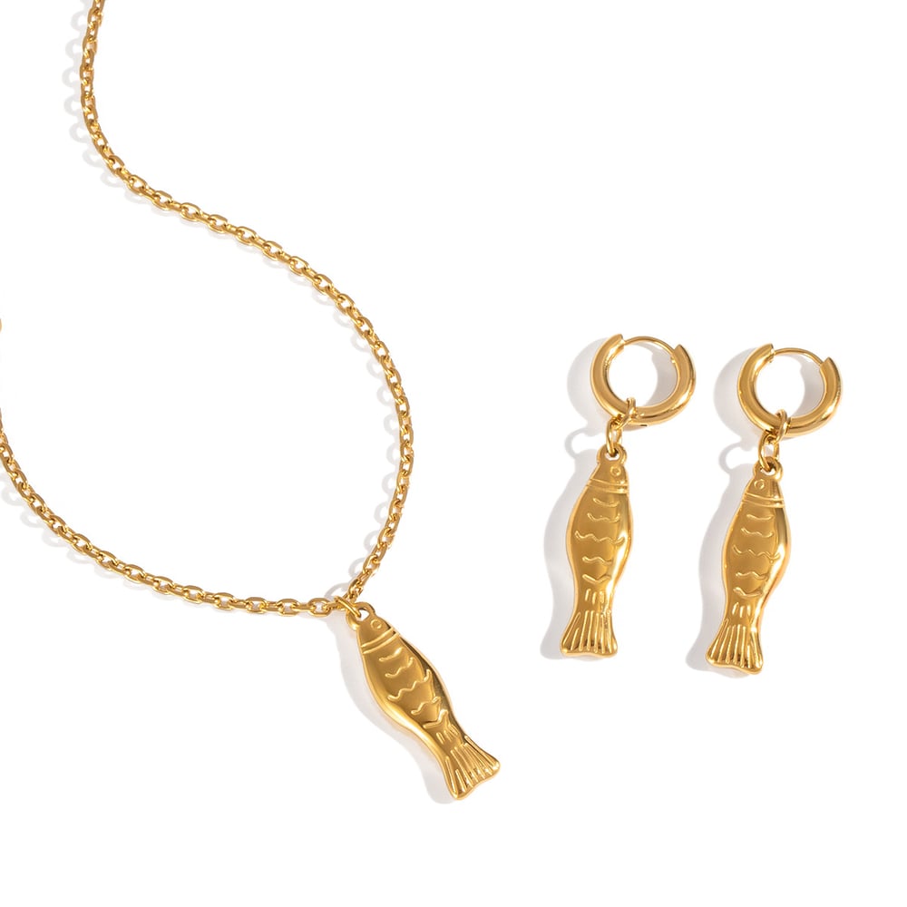 Ohrstecker in Fischform aus Edelstahl in Goldfarbe h5Bild5