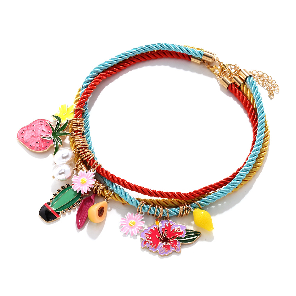 1 ensemble de colliers superposés en corde de fruits sucrés h5Image2