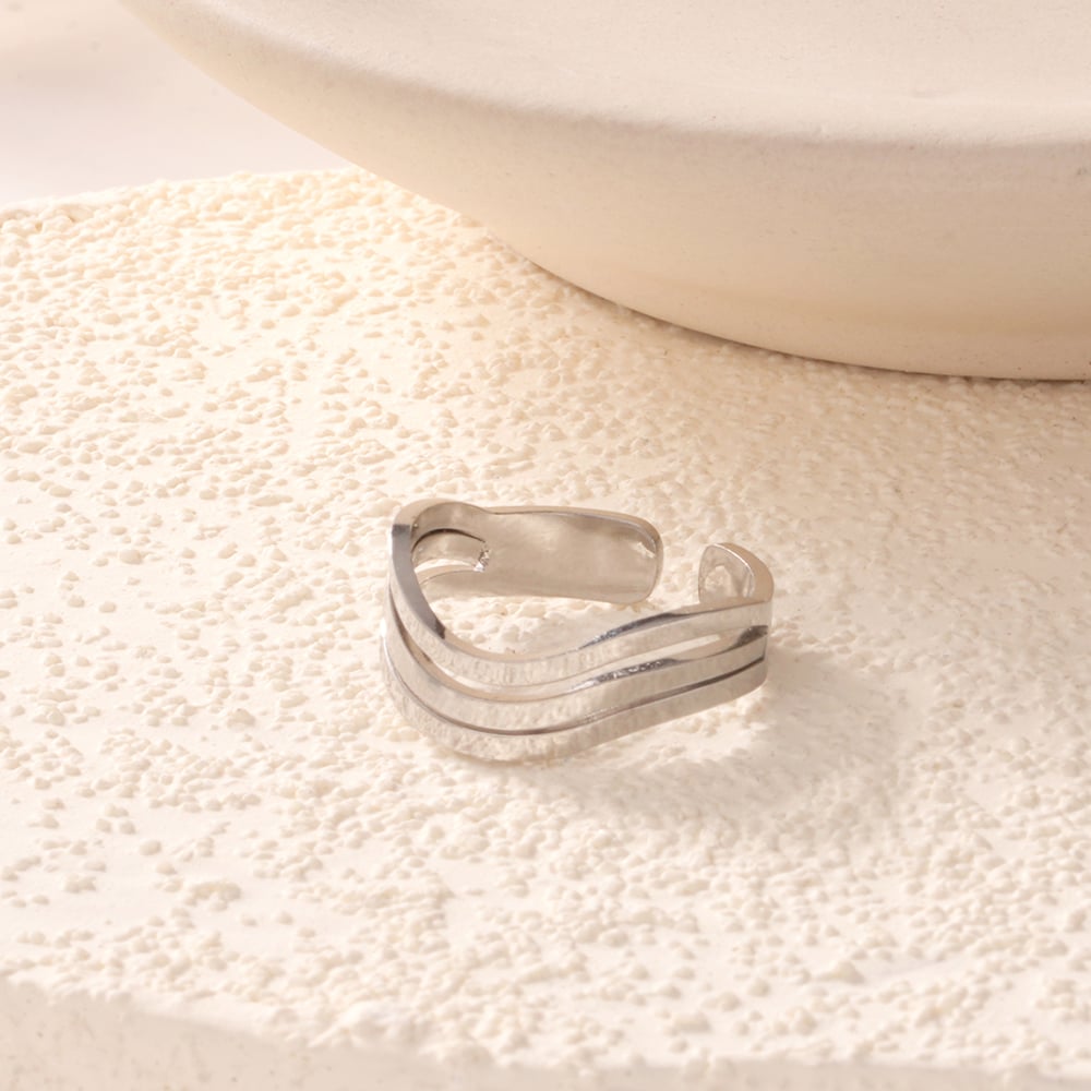 1 Piece Simple Series Classic Strip Stainless Steel   Gold Color  Statement Rings Picture3