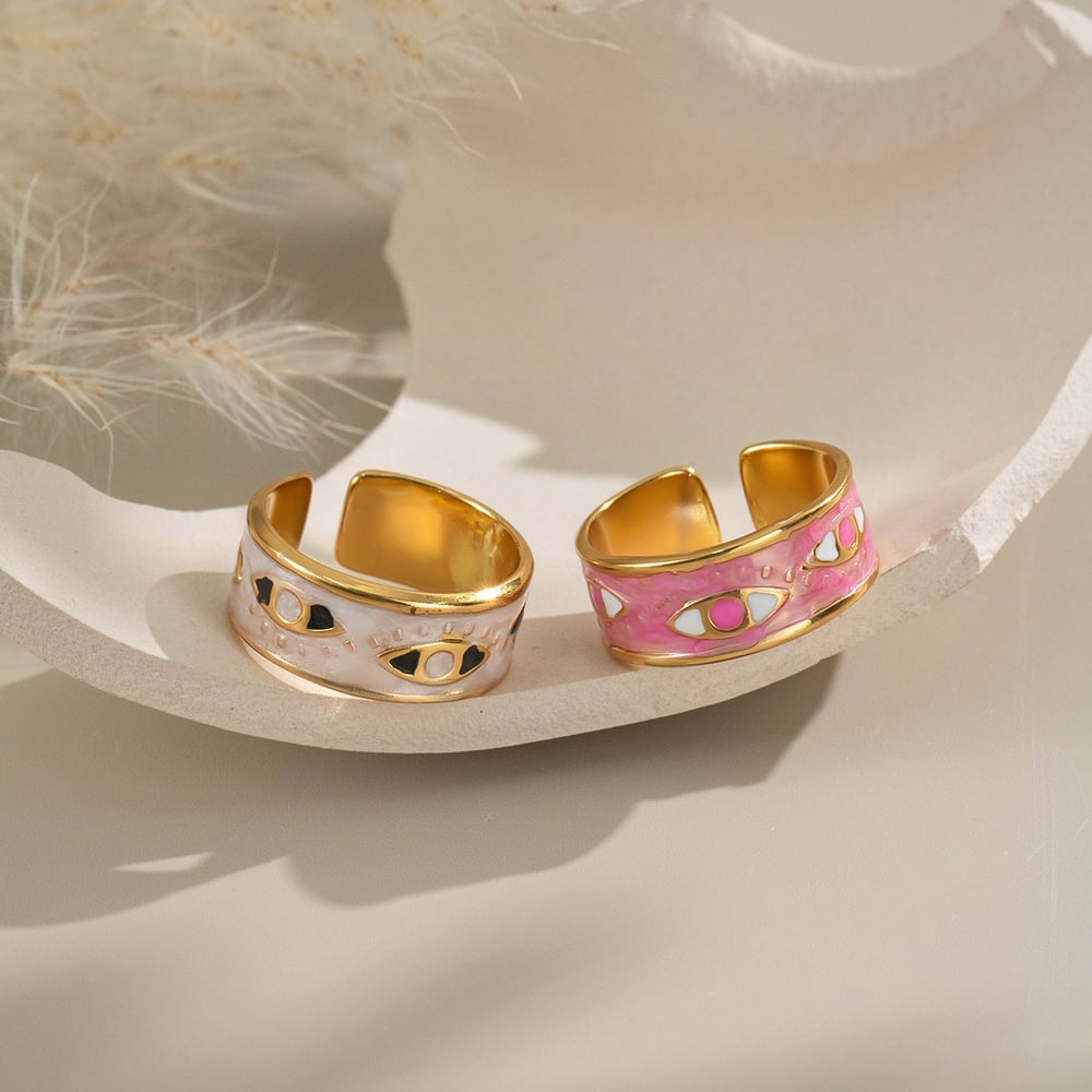 1 Piece Stainless Steel Oil Dripping Devil's Eye Minimalist Ring h5Picture3