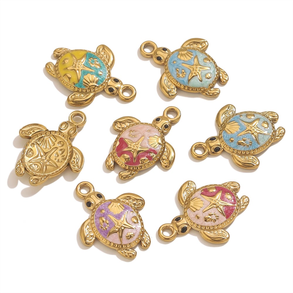 1 Piece Vacation Turtle Stainless Steel Gold Color Women's Pendants Picture2