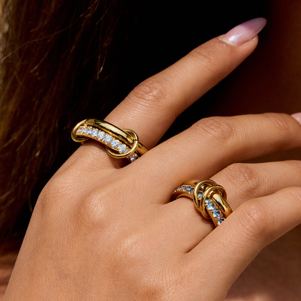 1 Piece Luxurious Series Classic Annular Stainless Steel Gold Color Women's Gemstone Rings h5Picture5