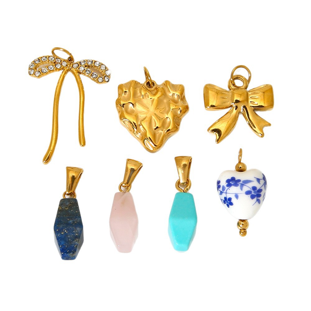 DIY Bow Knot Stainless Steel   Gold Color Pendants Picture5